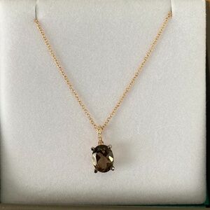 EFFY Smoky Quartz & Diamond pendant with 14k gold chain